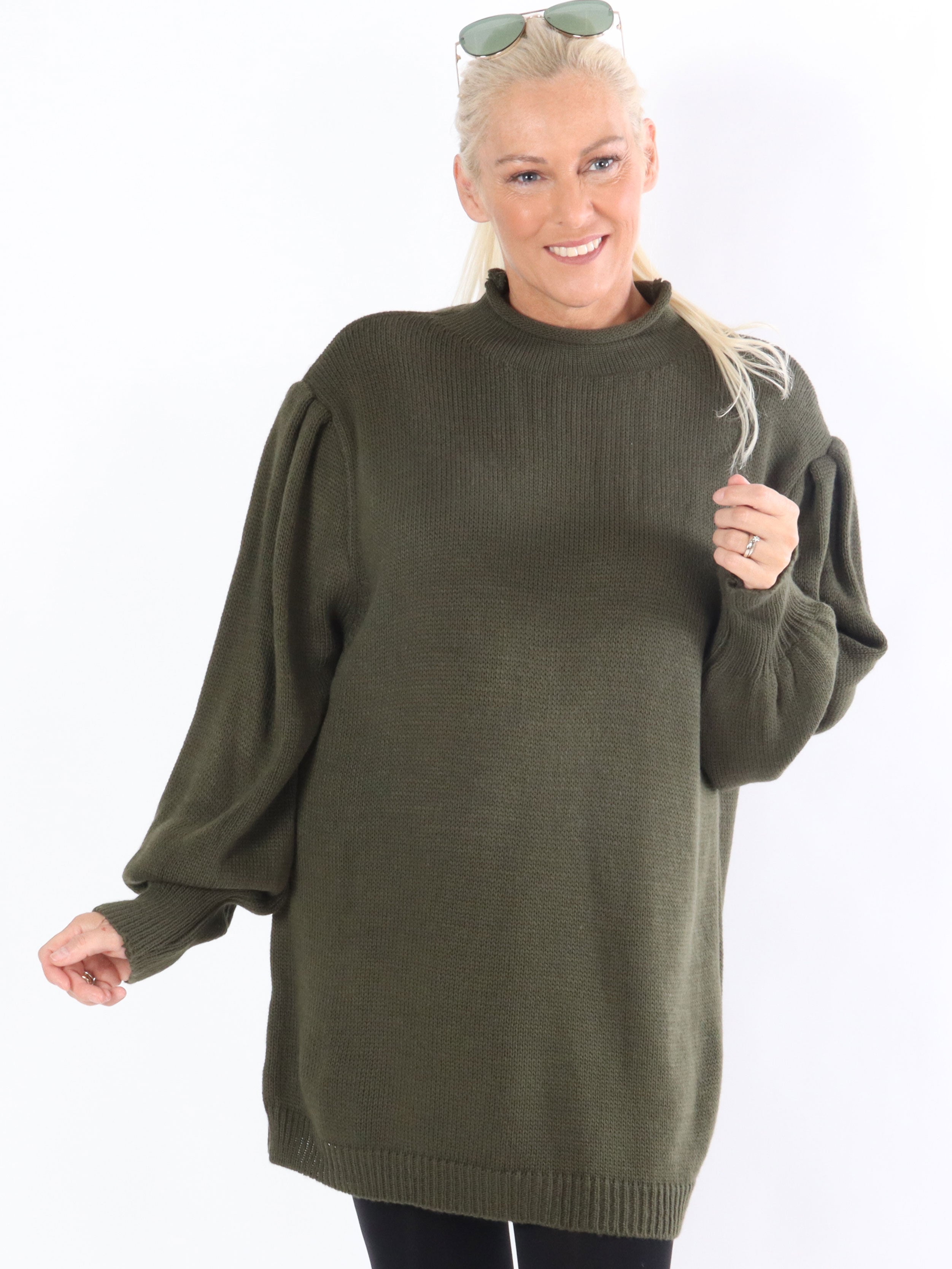 Beate - Stickad tröja med små puffärmar